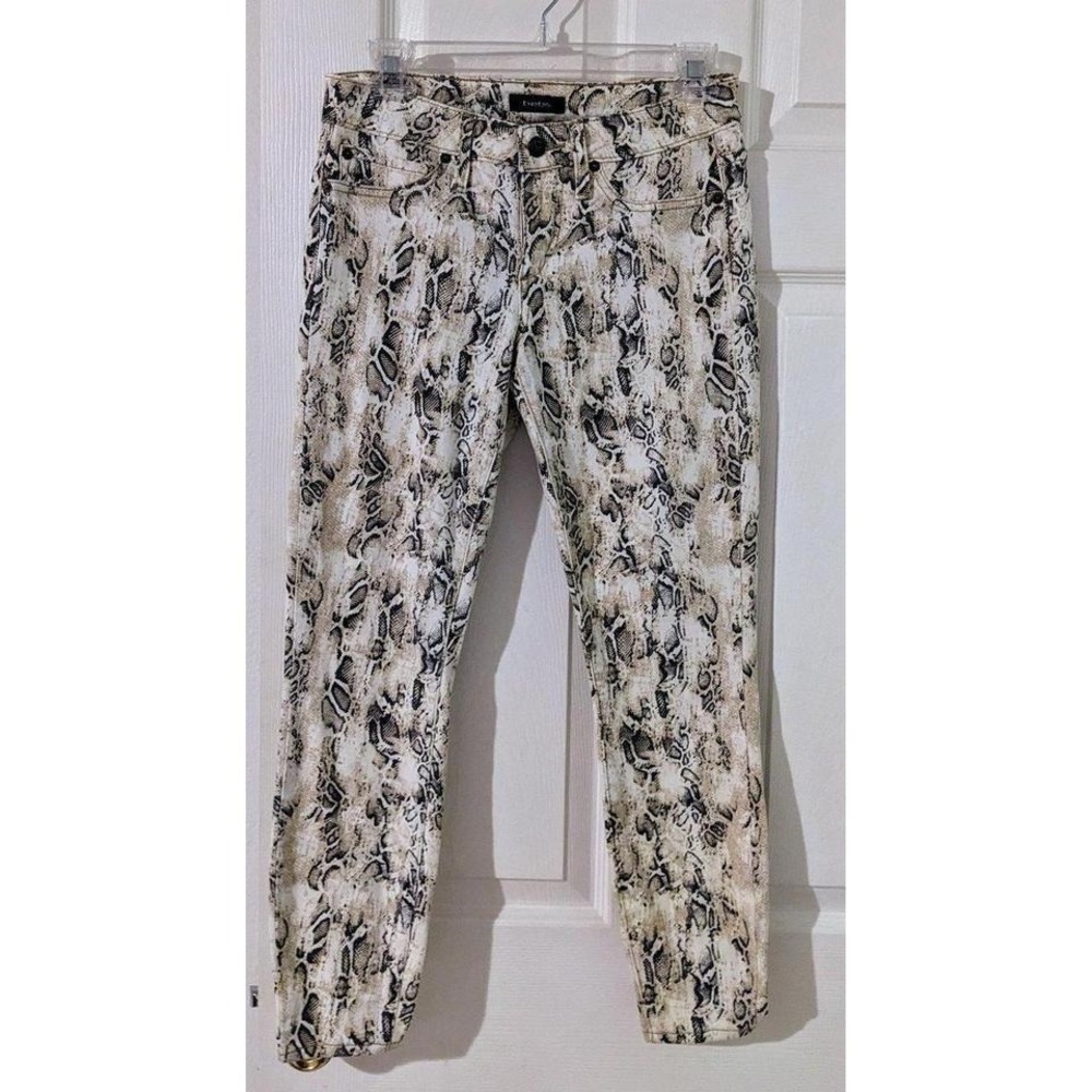 bebe Snakeskin Print Jeans Beige Black Womenswear, Size 27, Made in USA